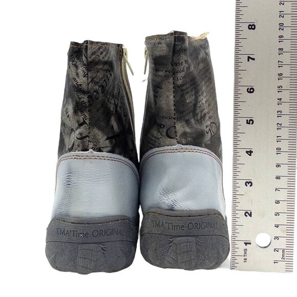 TMA EYES Womens Lace Up Ankle Boots Leather Patchwork Light Blue 8.5 - Picture 4 of 9